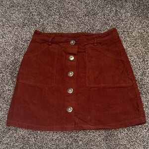 Stylish Button-Front Corduroy Mini Skirt